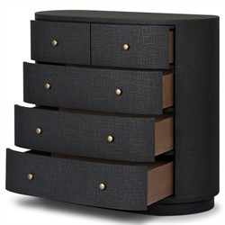 Beatrice Modern Classic Black Painted Linen Oval Tall Chest|