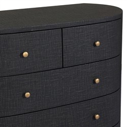 Beatrice Modern Classic Black Painted Linen Oval Tall Chest|