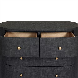 Beatrice Modern Classic Black Painted Linen Oval Tall Chest|