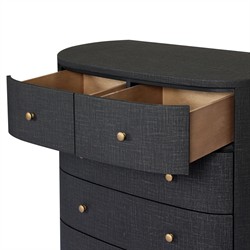 Beatrice Modern Classic Black Painted Linen Oval Tall Chest|