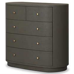 Beatrice Modern Classic Dark Green Painted Linen Oval Tall Chest|