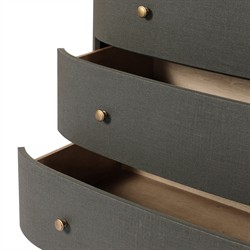 Beatrice Modern Classic Dark Green Painted Linen Oval Tall Chest|