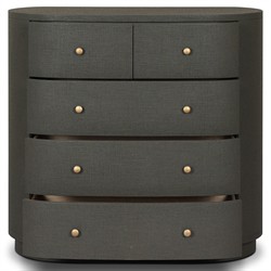 Beatrice Modern Classic Dark Green Painted Linen Oval Tall Chest|