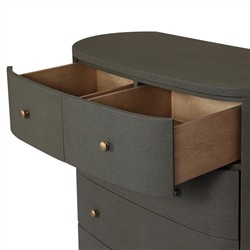 Beatrice Modern Classic Dark Green Painted Linen Oval Tall Chest|