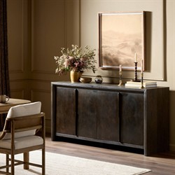 Marcella Modern Classic Distressed Iron Brown Oak Sideboard|