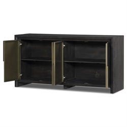 Marcella Modern Classic Distressed Iron Brown Oak Sideboard|
