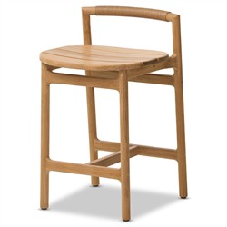 Blaise Coastal Beach Brown Teak Outdoor Counter Stool|