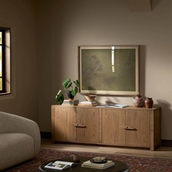 Bedford Rustic Lodge Natural Oak Media Console - 78"|