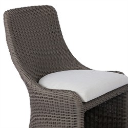 Heather Coastal Beach Vintage Taupe Woven Outdoor Dining Chair|
