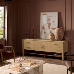 Blake Modern Classic Light Wash Wood Media Console - 80"|