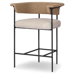 Penelope Coastal Beach Brown Woven Outdoor Counter Stool|