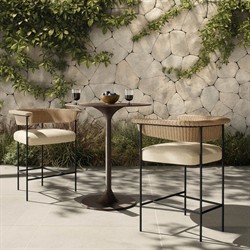 Penelope Coastal Beach Brown Woven Outdoor Counter Stool|