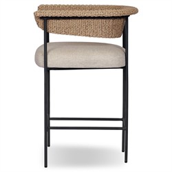 Penelope Coastal Beach Brown Woven Outdoor Counter Stool|