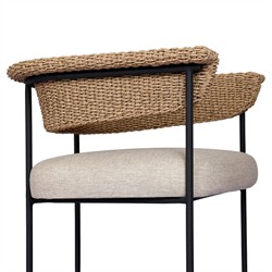 Penelope Coastal Beach Brown Woven Outdoor Counter Stool|