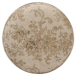 Calix French Country Beige Printed Black Iron Accent Stool|