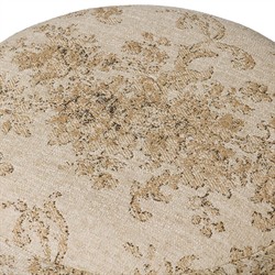 Calix French Country Beige Printed Black Iron Accent Stool|