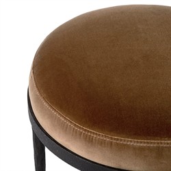 Calix French Country Brown Velvet Performance Black Iron Accent Stool|