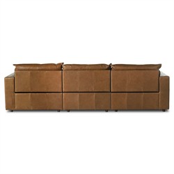 Kosa Modern Classic Brown Leather 3 Piece Reclining Sectional - 127"|