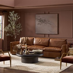 Kosa Modern Classic Brown Leather 3 Piece Reclining Sectional - 127"|