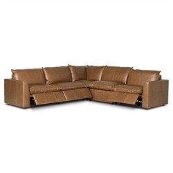 Kosa Modern Classic Brown Leather Reclining Corner Sectional - 117"|