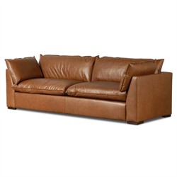 Kosa Modern Classic Brown Leather Reclining Sofa - 108"|