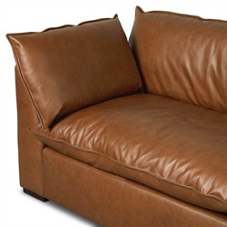 Kosa Modern Classic Brown Leather Reclining Sofa - 108"|