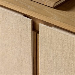 Mariella Coastal Beach Beige Painted Linen Brown Oak Media Cabinet - 72"|