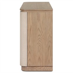 Mariella Coastal Beach Beige Painted Linen Brown Oak Media Cabinet - 72"|