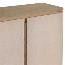 Mariella Coastal Beach Beige Painted Linen Brown Oak Media Cabinet - 72"|