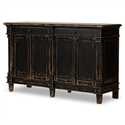 Marjorie French Country Distressed Black Pine Media Cabinet - 66"|