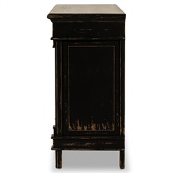 Marjorie French Country Distressed Black Pine Media Cabinet - 66"|