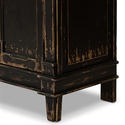 Marjorie French Country Distressed Black Pine Media Cabinet - 66"|