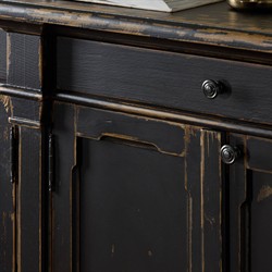 Marjorie French Country Distressed Black Pine Media Cabinet - 66"|