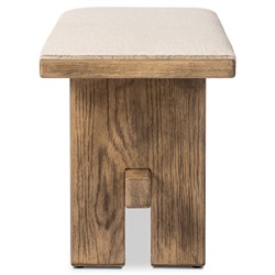 Poe Coastal Beach Cream Performance Distressed Oak Bedroom Bench|