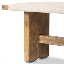 Poe Coastal Beach Cream Performance Distressed Oak Bedroom Bench|