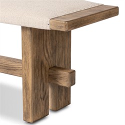 Poe Coastal Beach Cream Performance Distressed Oak Bedroom Bench|