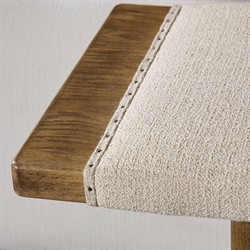 Poe Coastal Beach Cream Performance Distressed Oak Bedroom Bench|