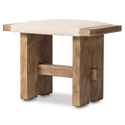 Poe Coastal Beach Cream Performance Distressed Oak Rectangular Stool|
