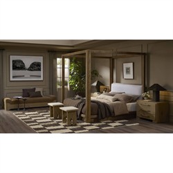 Poe Coastal Beach Cream Performance Distressed Oak Rectangular Stool|