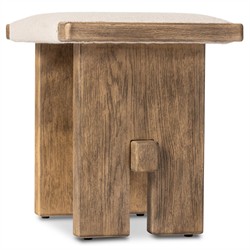 Poe Coastal Beach Cream Performance Distressed Oak Rectangular Stool|