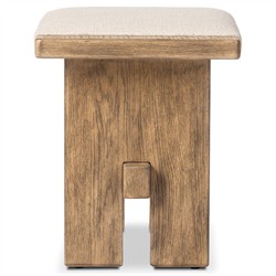 Poe Coastal Beach Cream Performance Distressed Oak Rectangular Stool|