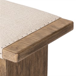 Poe Coastal Beach Cream Performance Distressed Oak Rectangular Stool|