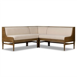 Priscilla Updated Traditional Cream Crypton Brown Oak Corner Dining Banquette - 75"|