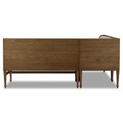 Priscilla Updated Traditional Cream Crypton Brown Oak Corner Dining Banquette - 75"|
