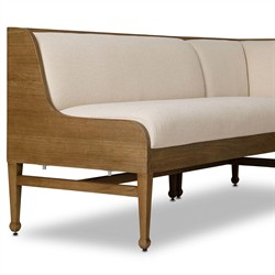 Priscilla Updated Traditional Cream Crypton Brown Oak Corner Dining Banquette - 75"|