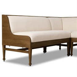 Priscilla Updated Traditional Cream Crypton Brown Oak U-Shape Dining Banquette - 101"|