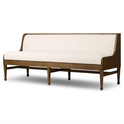 Priscilla Updated Traditional Cream Crypton Brown Oak Dining Bench - 74"|