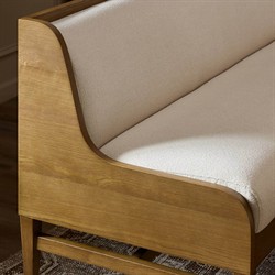 Priscilla Updated Traditional Cream Crypton Brown Oak Dining Bench - 74"|
