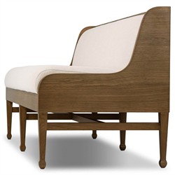 Priscilla Updated Traditional Cream Crypton Brown Oak Dining Bench - 74"|