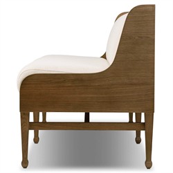 Priscilla Updated Traditional Cream Crypton Brown Oak Dining Bench - 74"|